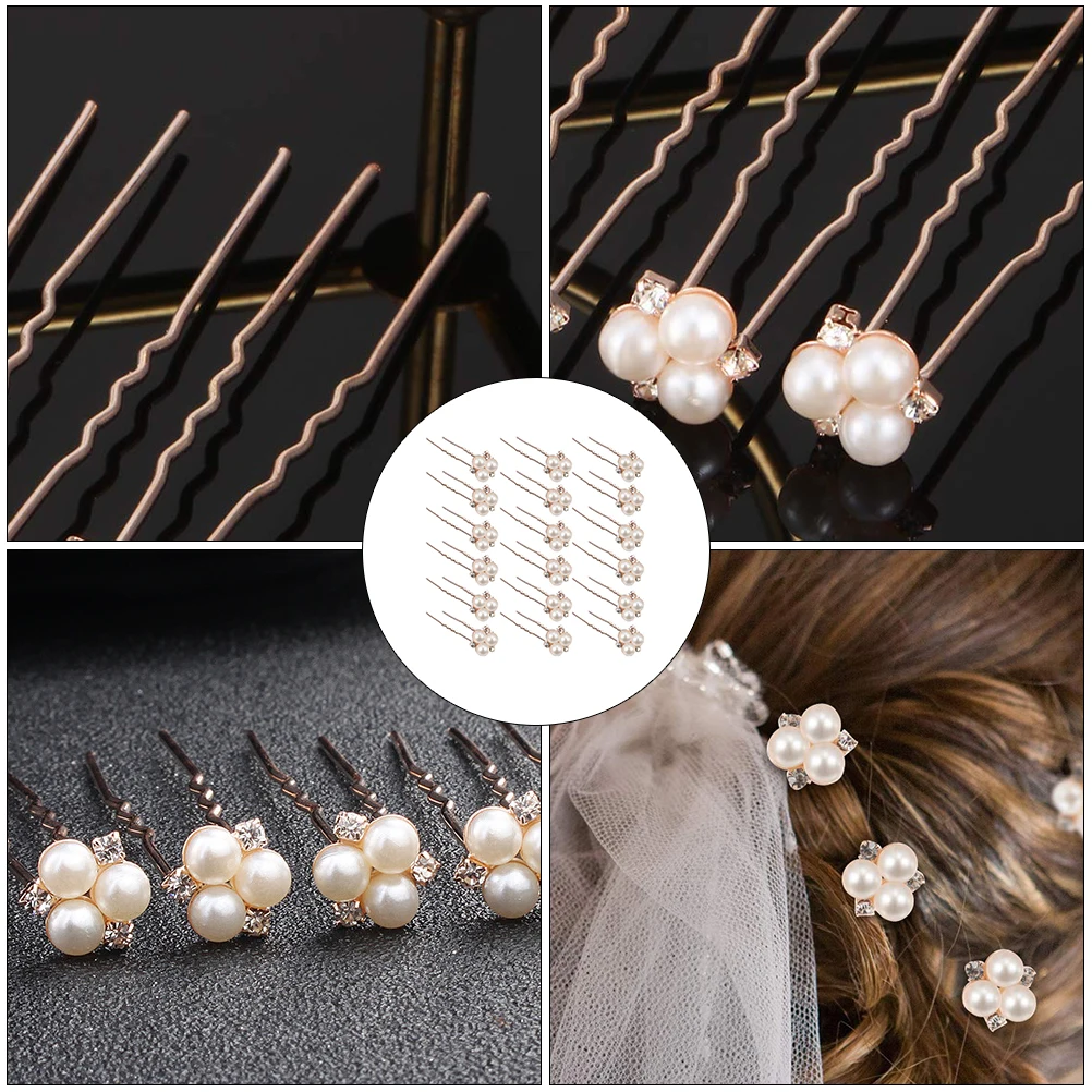 

18pcs Pearl Rhinestone Hair Clips Bridal Bridesmaid Wedding Party Accessories Styling Tool for Thick Long Hair