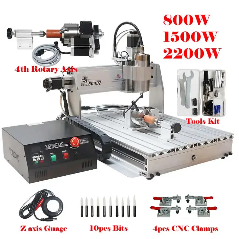 

6040 CNC Milling Machine 2.2KW 1.5KW 800W Wood Aluminum Engraving Cutting Machine 4 Axis USB Limit Tool Setting Engraver Cutter