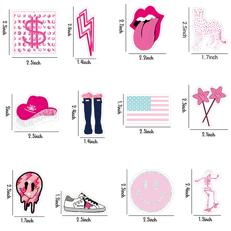 52Pcs Preppy Wall Stickers Home Decoration Art Painting DIY Decal Party Supplies Vinyl Waterproof Bottle Notepad Laptop Sticker