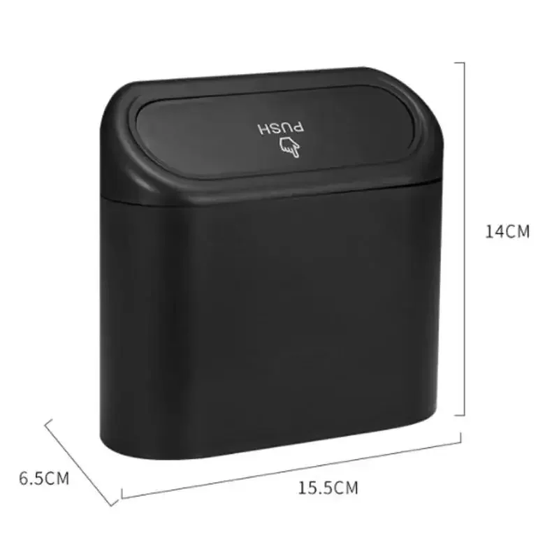 1L Universal Organizer Car Clamshell Trash Bin Hanging Vehicle Garbage Dust Case Storage Box Black ABS Square Pressing Trash Can