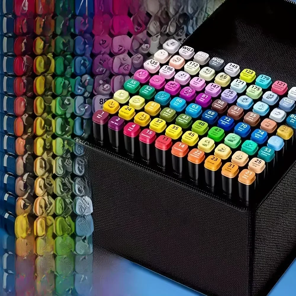 Ensemble de stylos marqueurs à double pointe en feutre, 24/36/48/60/80/168/204 pièces - Fournitures artistiques pour les bandes dessinées et le croquis, cadeau idéal pour Noël et les anniversaires