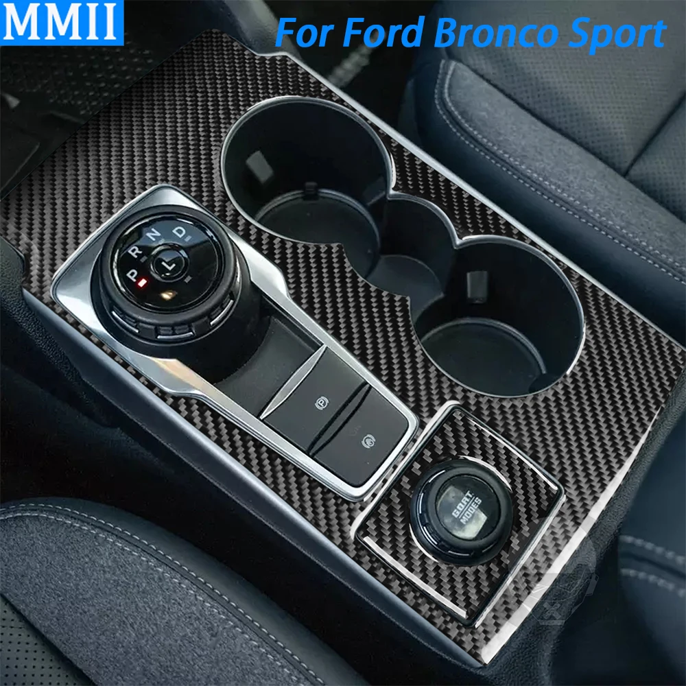 

For Ford Bronco Sport 2021 2022 2023 Real Carbon Fiber Gear Shift Panel Trim Cover Car Interior Decoration Accessories Sticker