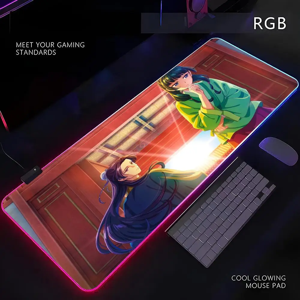 The Apothecary Diaries Mouse Pad RGB Gamer LED Light Mouse Mat Peripherals Mousepad Computer Desk Mat XL Mice Keyboard Carpet