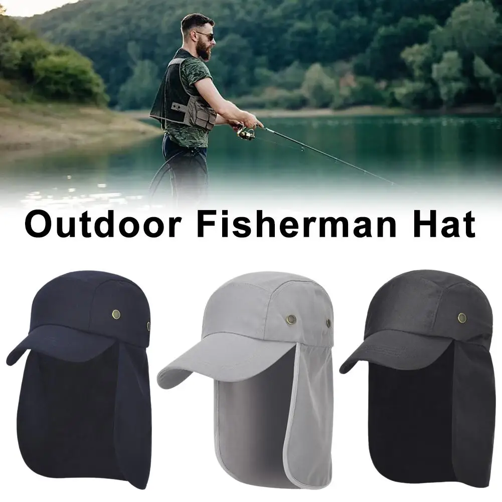 Outdoor fishing Fisherman hat Adjustable camping trip cape cap UV extended breathable edge sun neck protection F3S1