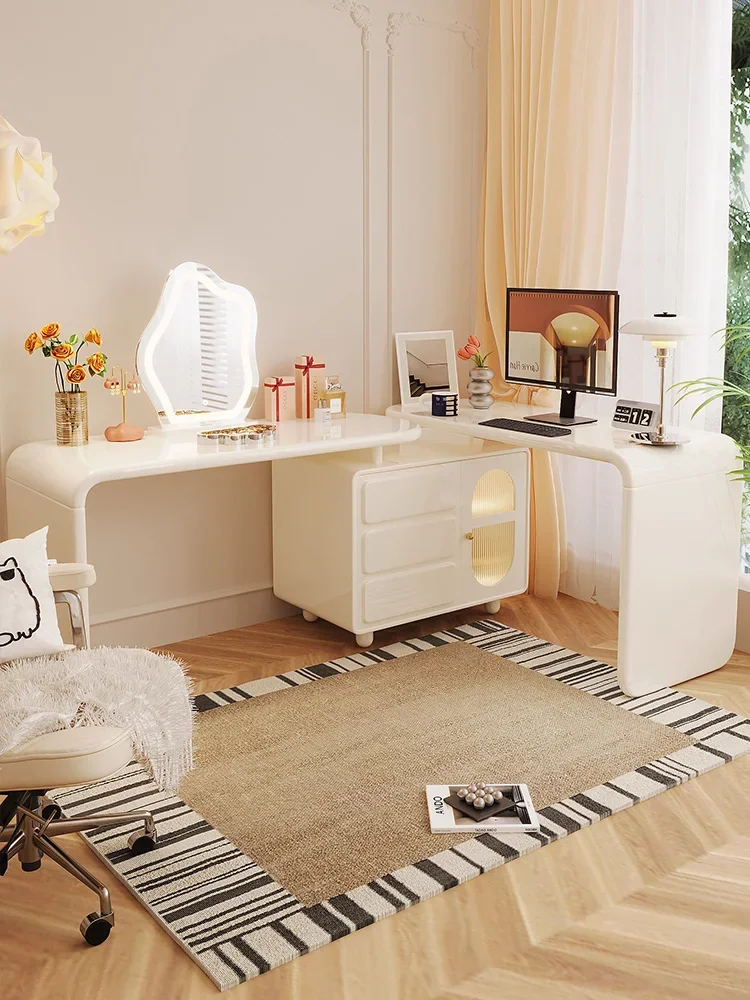 Creamy vanity table, chest of drawers, dresser, bedroom, simple modern, corner desk, computer, solid wood