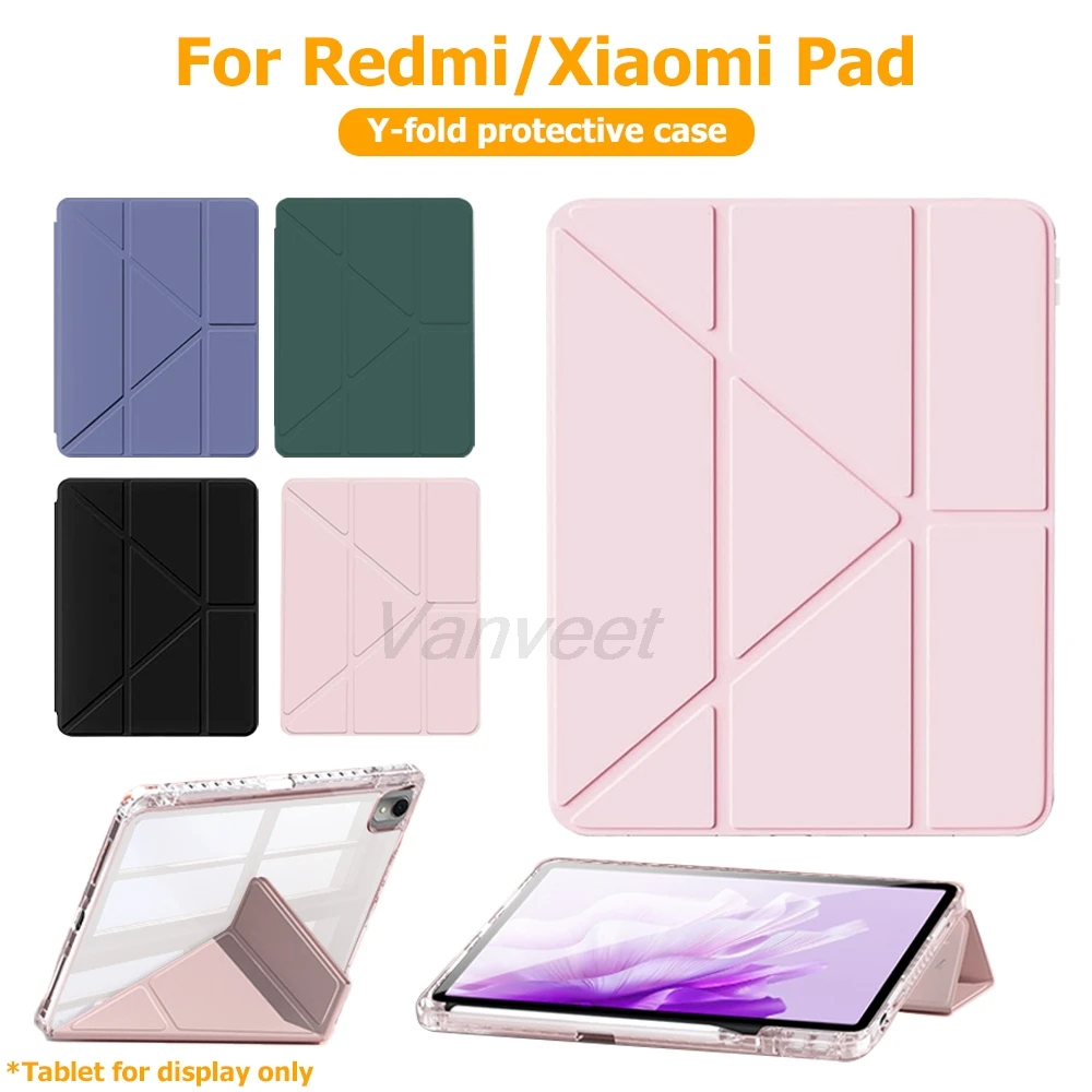 

Tablet Case Transparent Y-Fold For Xiaomi Redmi Pad 2 2025 11inch Pad 6 5 7 Pro SE 8.7 inch For Xiaomi Poco Pad 12.1 Shockproof