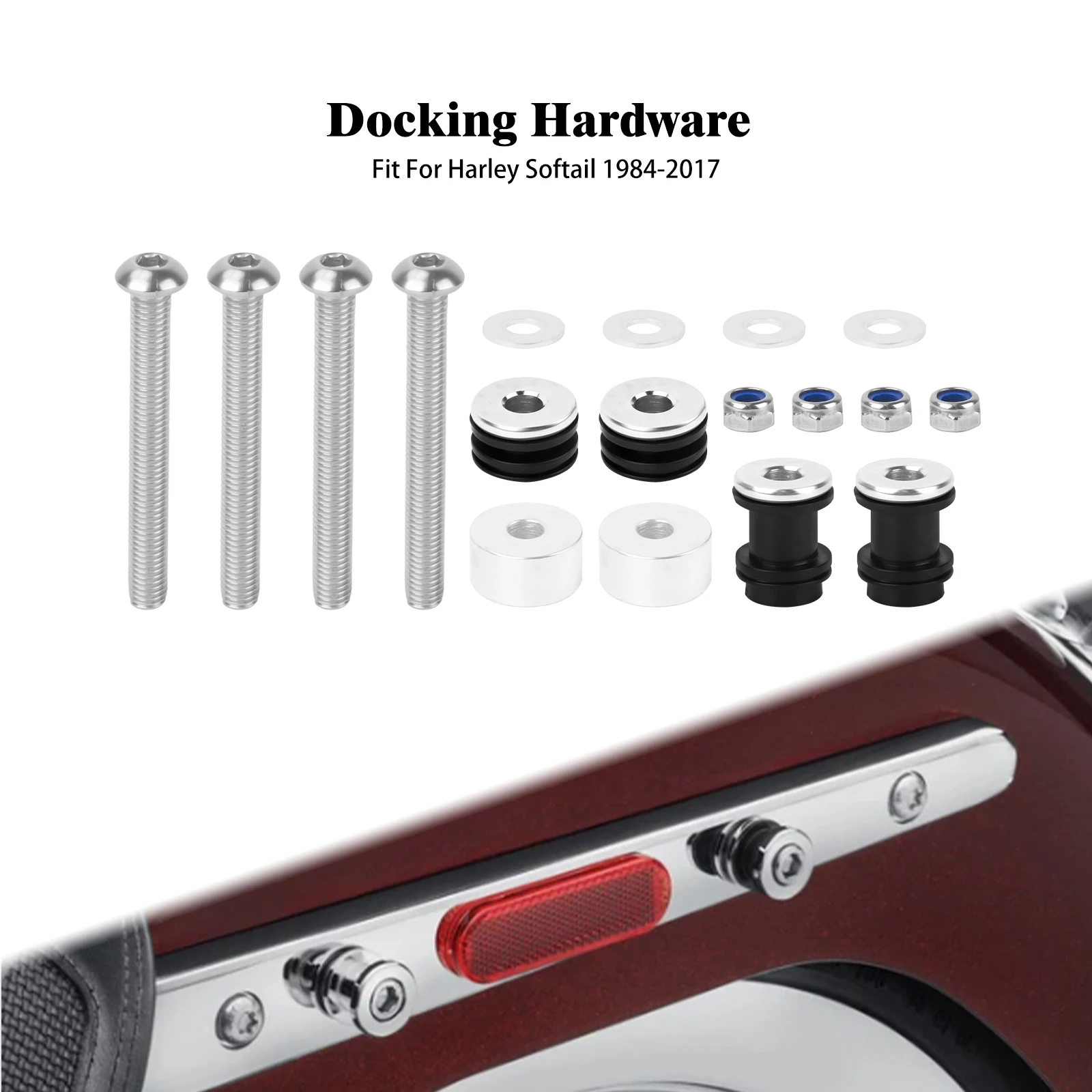 

Motorcycle Detachables Docking Hardware Kit Metal Sissy Bar Solo Rack For Harley Softail FLSTC FXSTSB FXSTS FXSTC FLSTS 84-2017