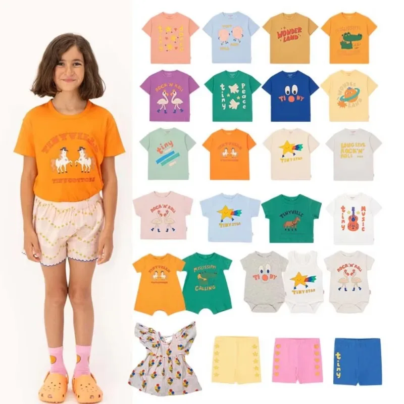 Children's T-shirt 2025 Spring and Summer New TC Series Boys and Girls Pure Cotton Cartoon Printed Casual Short-sleeved Top