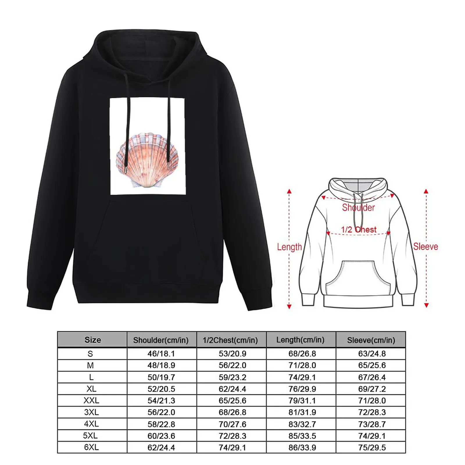 Seashell Pullover Hoodie japoński styl męska jesienna odzież męska oversize bluza z kapturem