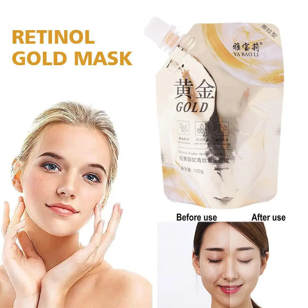 Retinol Snake Peptide Gold Mask Moisturizing Firming Clear Shrink Skin Mask Oil Skincare Pores Control Anti-aging Q8M0