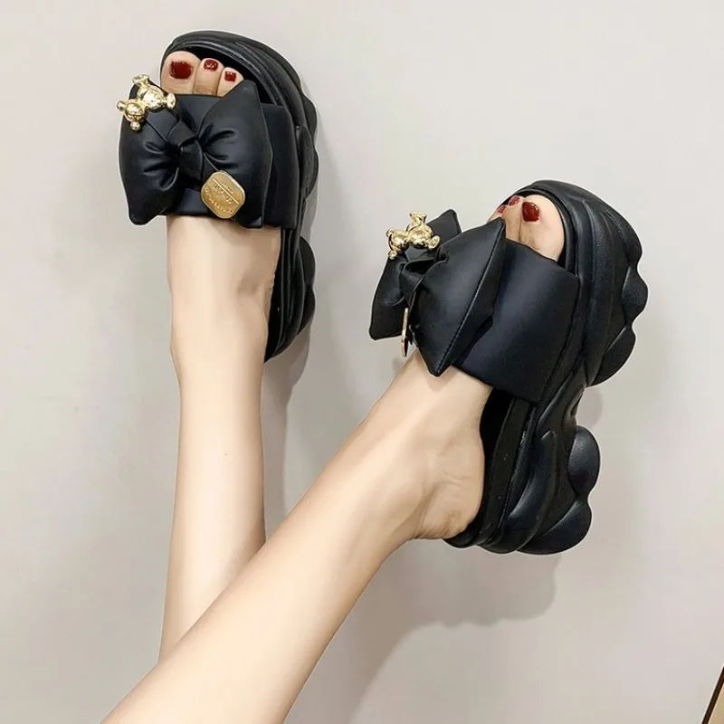 Chinelos de salto alto femininos, sapatos casuais, roupa diária de férias, moda verão, 2024