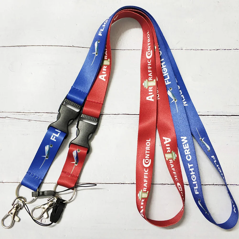 

2 PCS Red Blue Lanyard Neck Strap Flight Crew Plane Phone Strap Chaveiro Keychain llavero Lanyard for Card Holder ATC Neckband