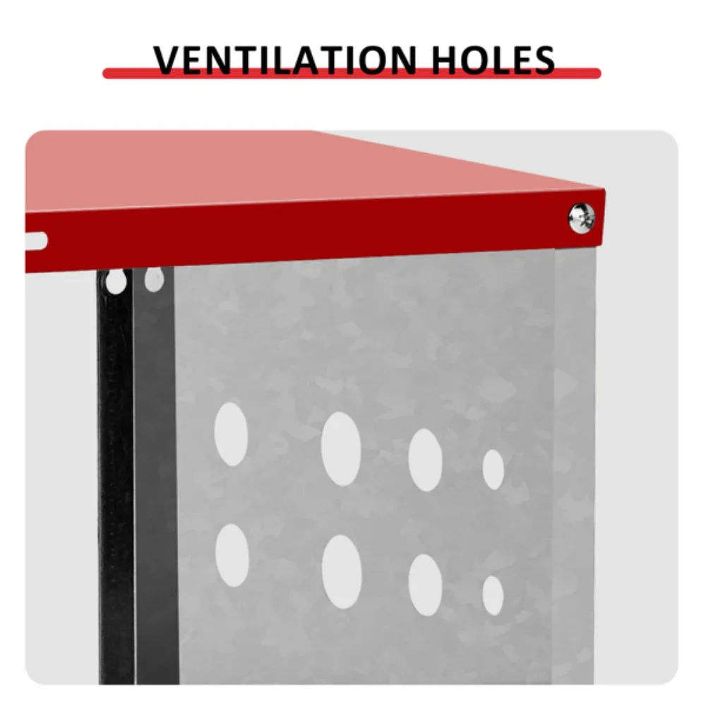 6 Compartimenten, 84X43X62, Schuin Dak, Gedemonteerd, Ijzer, Rood