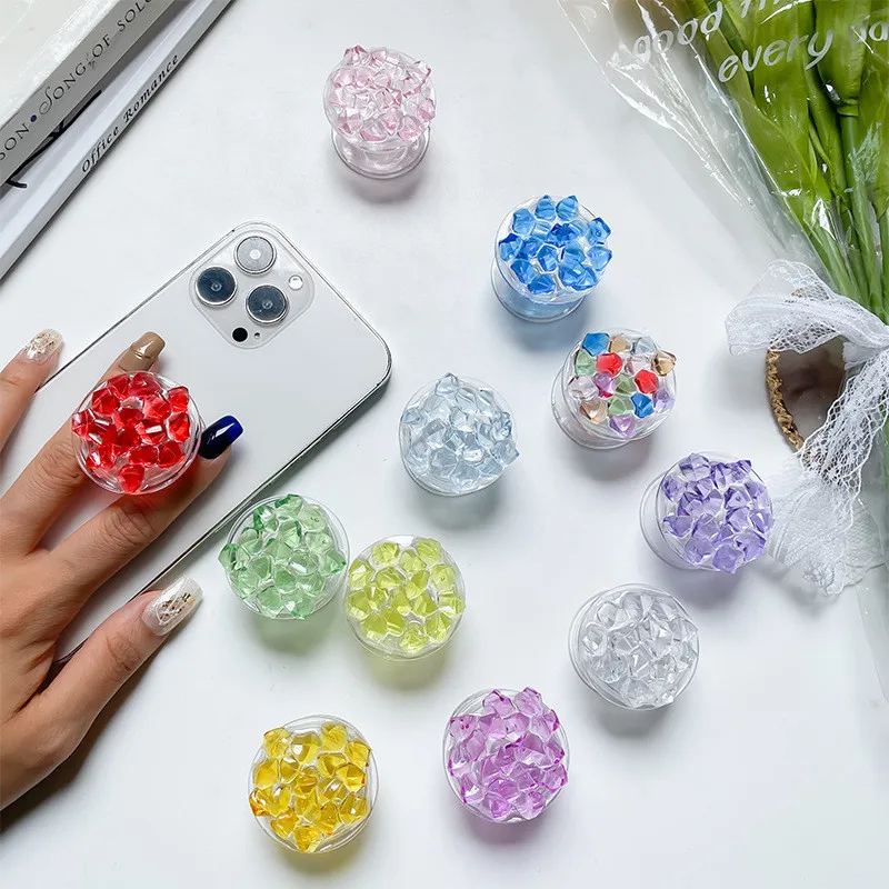 

Crystal Flower Mobile Phone Holder Stand Anti-Fall Lazy Finger Ring Bracket Grip For IPhone 14 15 Samsung Tablet Foldable Hoder