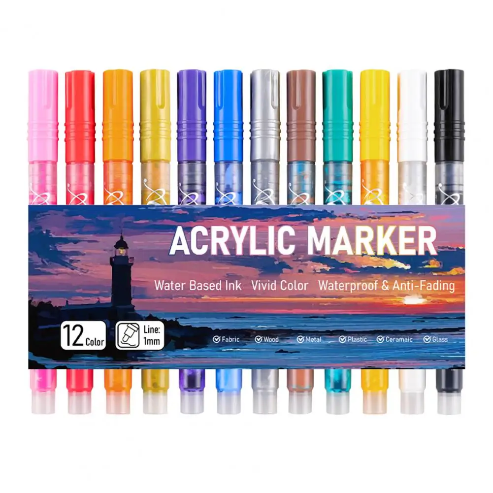 Color Markers for Kids Quick-drying Markers Vibrant Acrylic Paint Marker Pens Set for Kids Adults Waterproof Painting for Rock