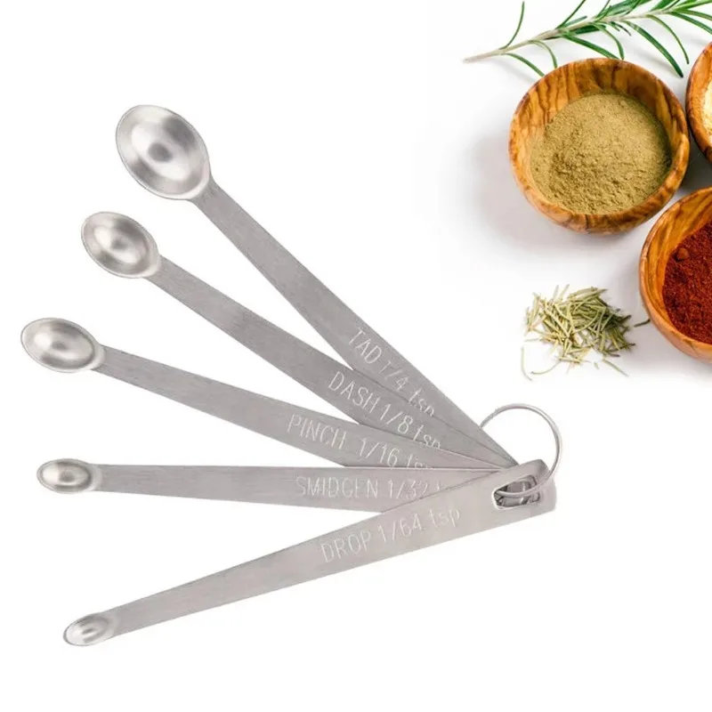 

5pcs/Set Small Measuring Spoon Stainless Steel Coffee Tea Seasoning Multiple Size Kitchen Tools