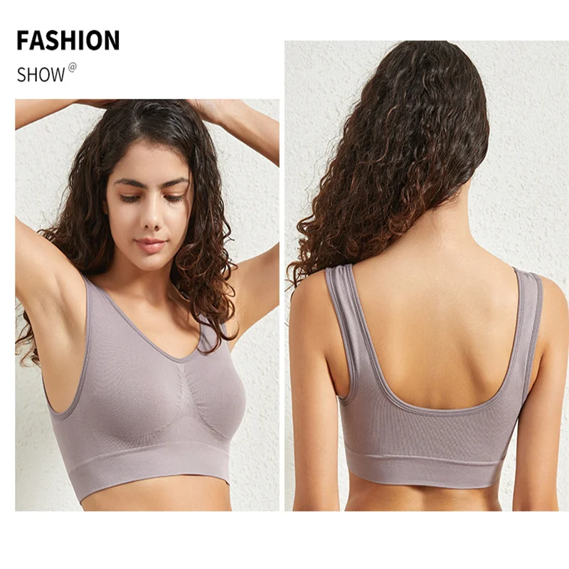 Basic Tank Top Breathable Bra Plus Size Yoga Bra,Built Up Crop Top For Women Seamless Racerback Sports Bra