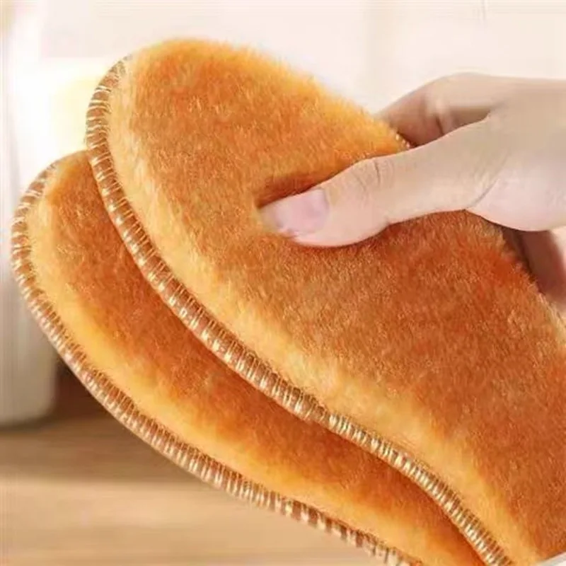 Winter Cashmere Proof Shock Absorption Thermal Insole for Thickened Cotton Insole Warmth Large Outdoor Snow Plush Insole 10-1