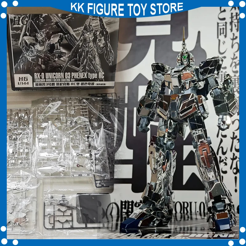 

New XINGDONG XD PB Limited HGUC 1/144 Rx-0 Unicorn 03 Phenex RC Type Silver Plated Version Assembly Model action Figure Toys Gif