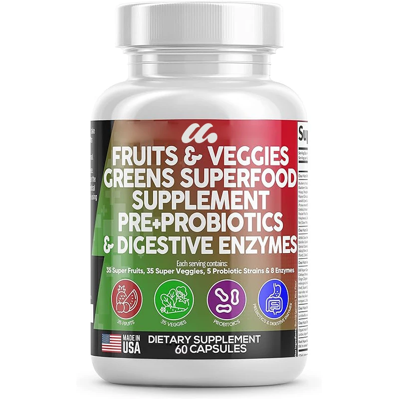 

Fruit and vegetable supplements - probiotics, probiotics, digestive enzymes, natural spirulina