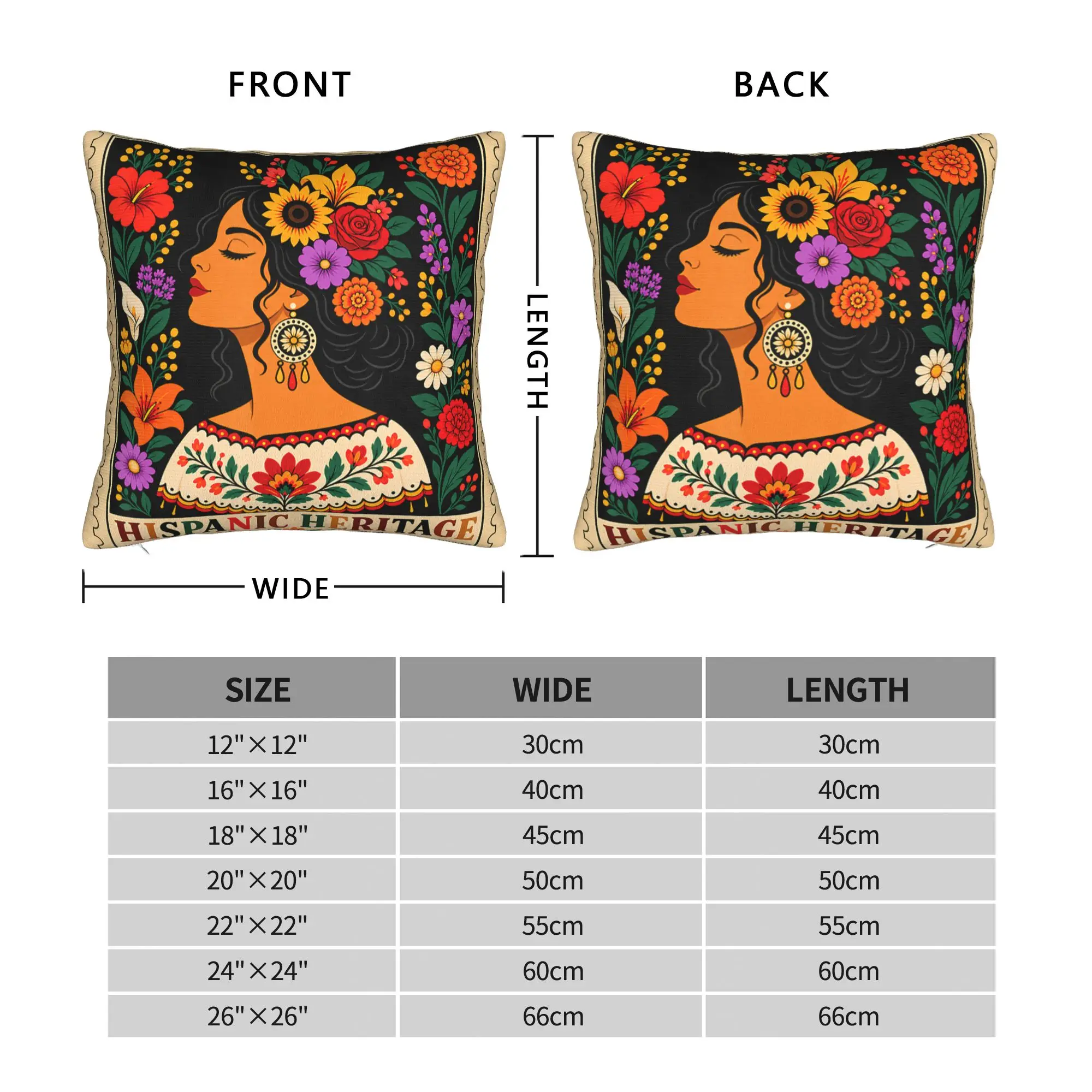 Hispanic Heritage Month Flowers Stamp Latin American Pillowcases  Cute Funny Pillow Case For Wedding Party Custom Pillow Cover