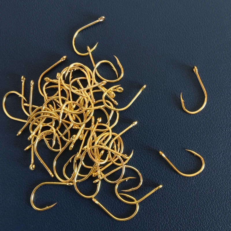

100 шт. рыболовных крючков с ушком, золотистые, с бородкой, для ловли карпа, рыболовные снасти, аксессуары, инструменты для рыбалки