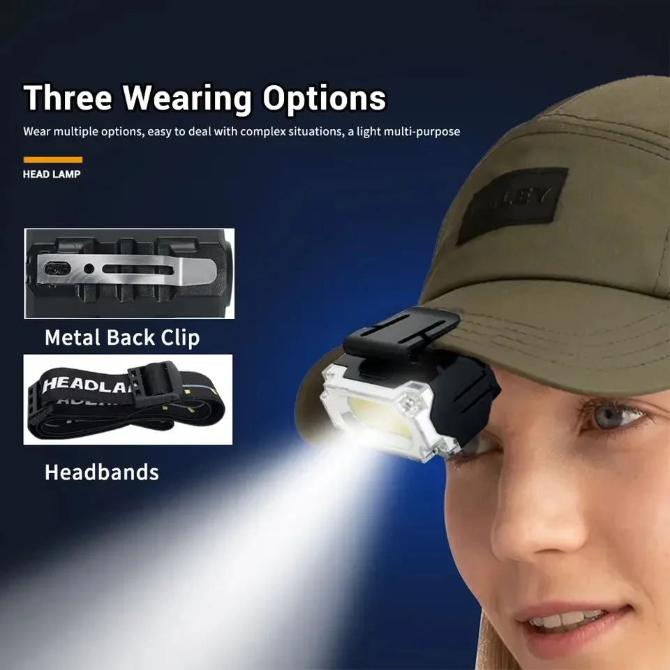 Super Bright Magnetic Headlamp 3 Light Source Hat Clip Lamp Outdoor Hiking Camping Work Head-mounted Light with Digital Display