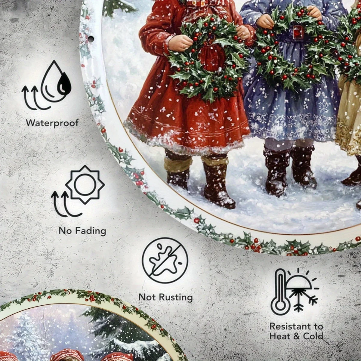 لافتة معدنية لمشهد عيد الميلاد الشتوي فيكتوريا، لوحة فنية جدارية عتيقة للعطلات، مناسبة لغرفة النوم وغرفة المعيشة والمدفأة والعطلات