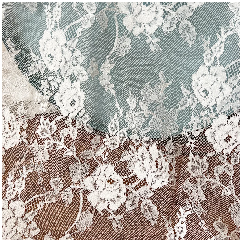 Gestricktes Netz für Hochzeitskleider, weißer Blumen-Spitzenvorhang, Stoffaccessoires, RS4055, neu – Detail 6