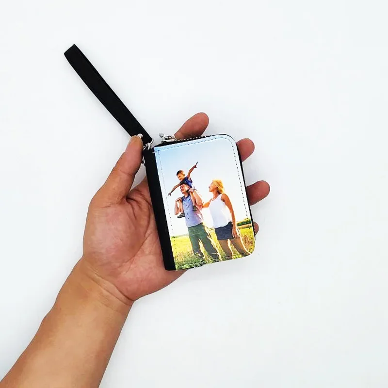 

10Pcs/Lot Sublimation Blank PU Coin Purse Pouches Sublimation Wallet With Strap Zipper For Money Coin Use