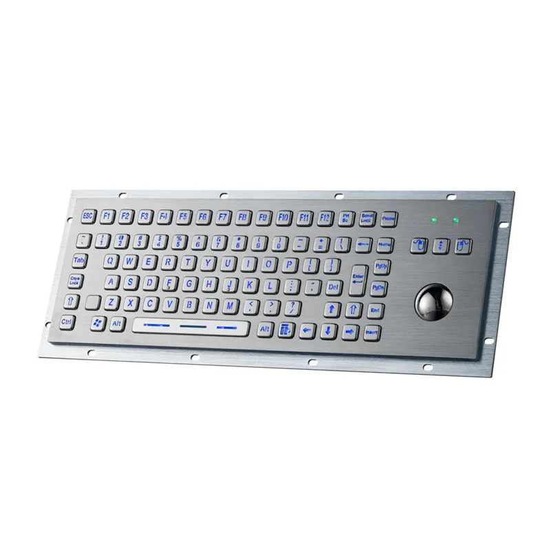 

Rugged IP65 Metal Industrial Keyboard with Backlit Keys Trackball Mouse USB Interface Multi-OS for Kiosk Applications