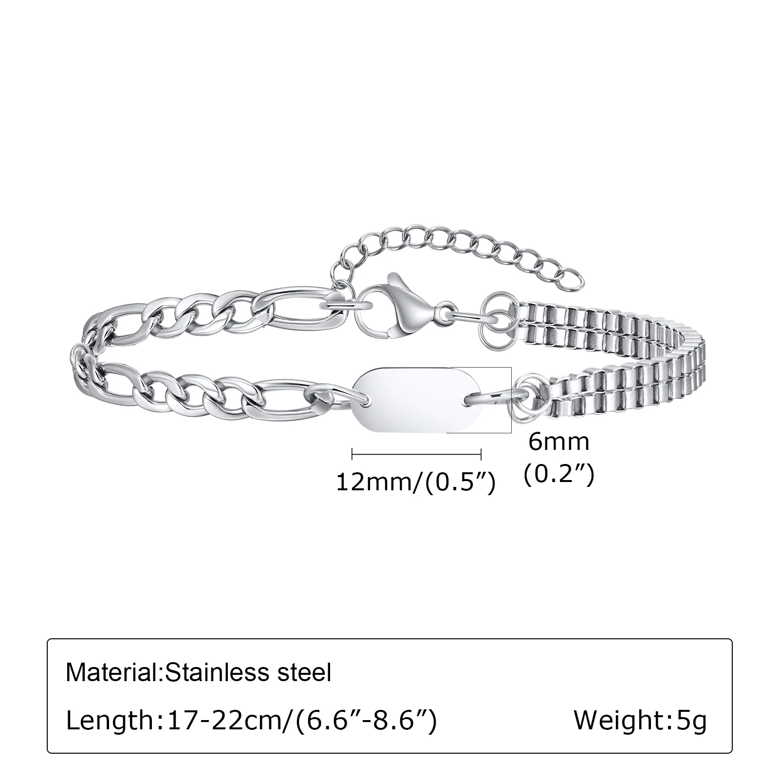 Punk Silberfarbene Herren-Kettenarmbänder, Hip-Hop Edelstahl Geflochtenes Gliederarmband, Klassischer Metallschmuck Geschenk für Ihn Papa