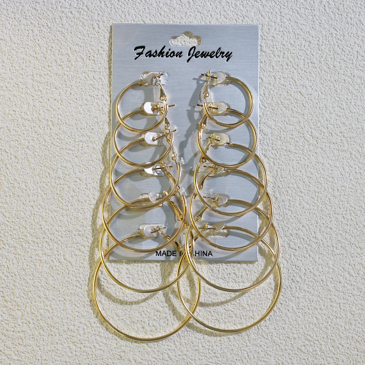 6 أزواج من الأقراط المعدنية ذات اللون الذهبي الكبير من Hyperbole للنساء، مجموعة أقراط دائرية بسيطة #5