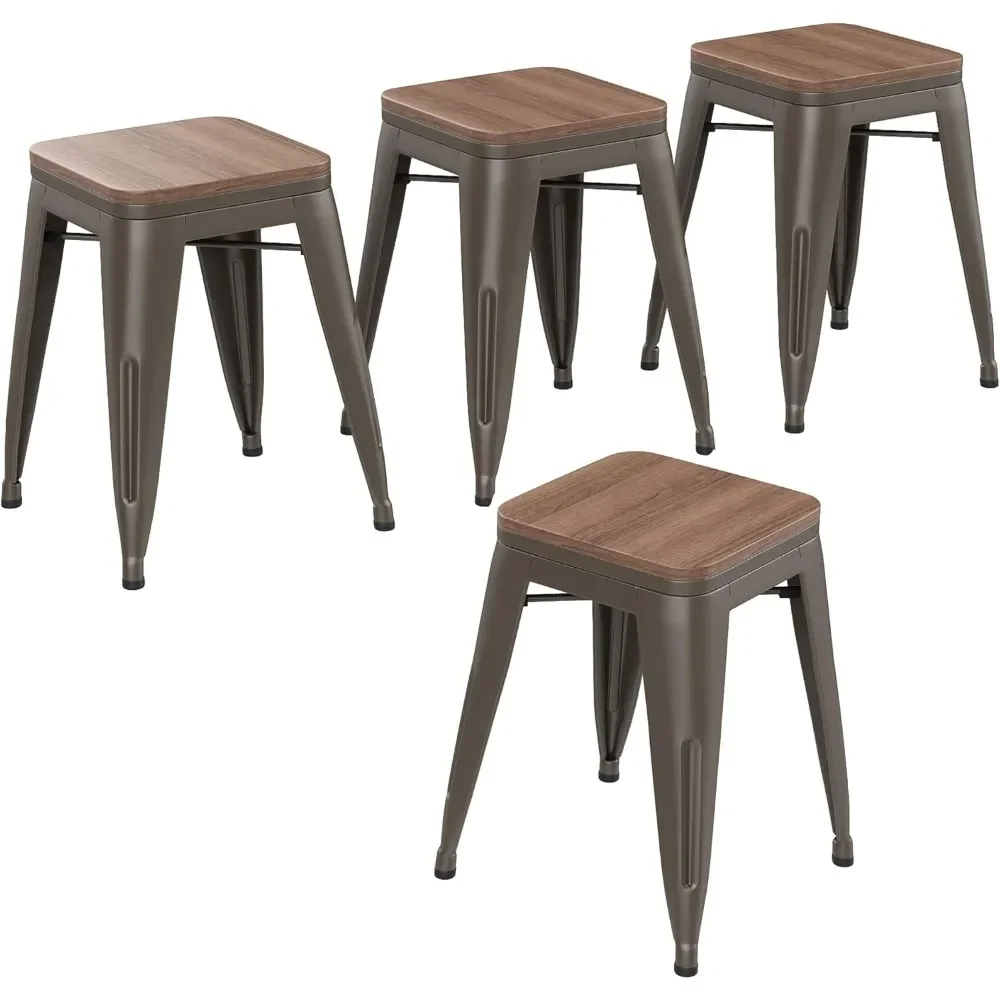 Metal Dining Chairs Set, Bancos Escolares Empilháveis, Bar Curto, Classro, Conjunto de 4, 18"