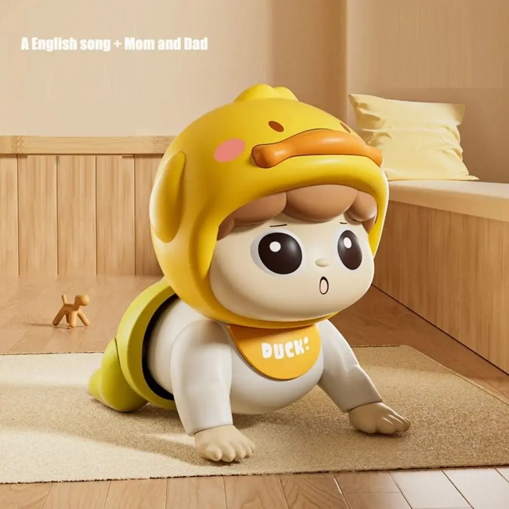 Learns To Crawl Music Electric Crawling Baby Toys Big Eyes Cartoon Learning Crawling Doll Funny with Sound Electric Walking Duck