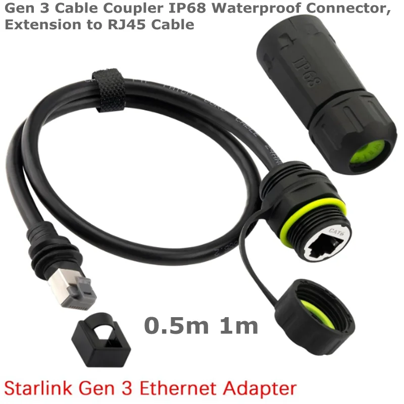 IP68 Waterproof Connector,Extension to RJ45 Cable Compatible for Starlink Ethernet Adapter Gen 3/Mini Dish and Router,Support