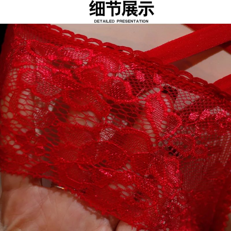 Men\'s Sissy Panties Lingerie Lace Cross Strap Briefs Open Crotch Underwear Hipster Crossdress Panties Couple Roleplay Nightwear