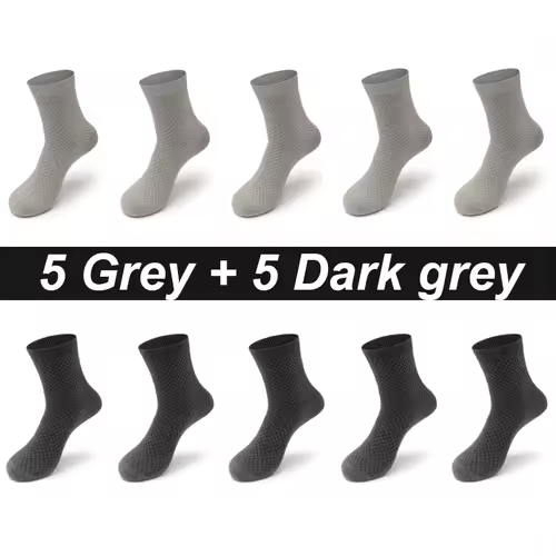 10Pairs/Lot Men's Bamboo Fiber Socks Long Black Business Soft Breathable New High Quality  Autumn for Male Socks Plus Size 39-48 - Image 9