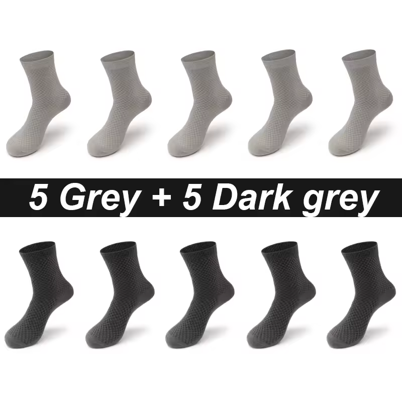 10Pairs/Lot Men's Bamboo Fiber Socks Long Black Business Soft Breathable New High Quality  Autumn for Male Socks Plus Size 39-48 - Image 9