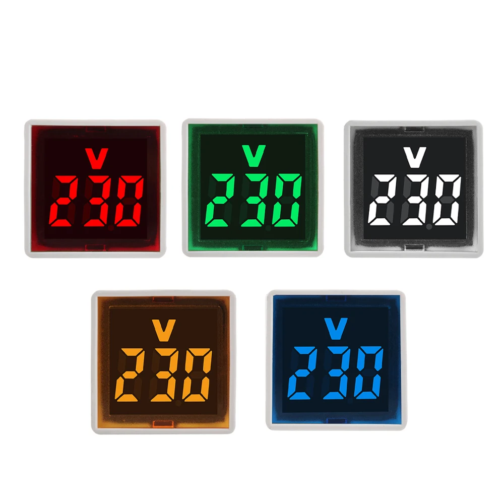 AC 50-500V Mini Square Voltmeter LED Digital Voltmeter Ammeter Voltage Current Indicator EU Plug Volt Amp Tester Detector 30mm