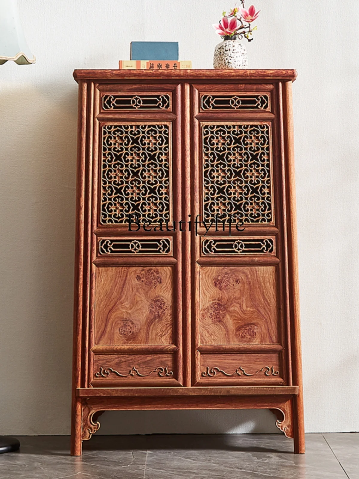 

Ruyi Rounded Corner Cabinet Boutique Full Pterocarpus Erinaceus Poir. Noodle Cabinet Rosewood Multi-Functional Storage Cabinet