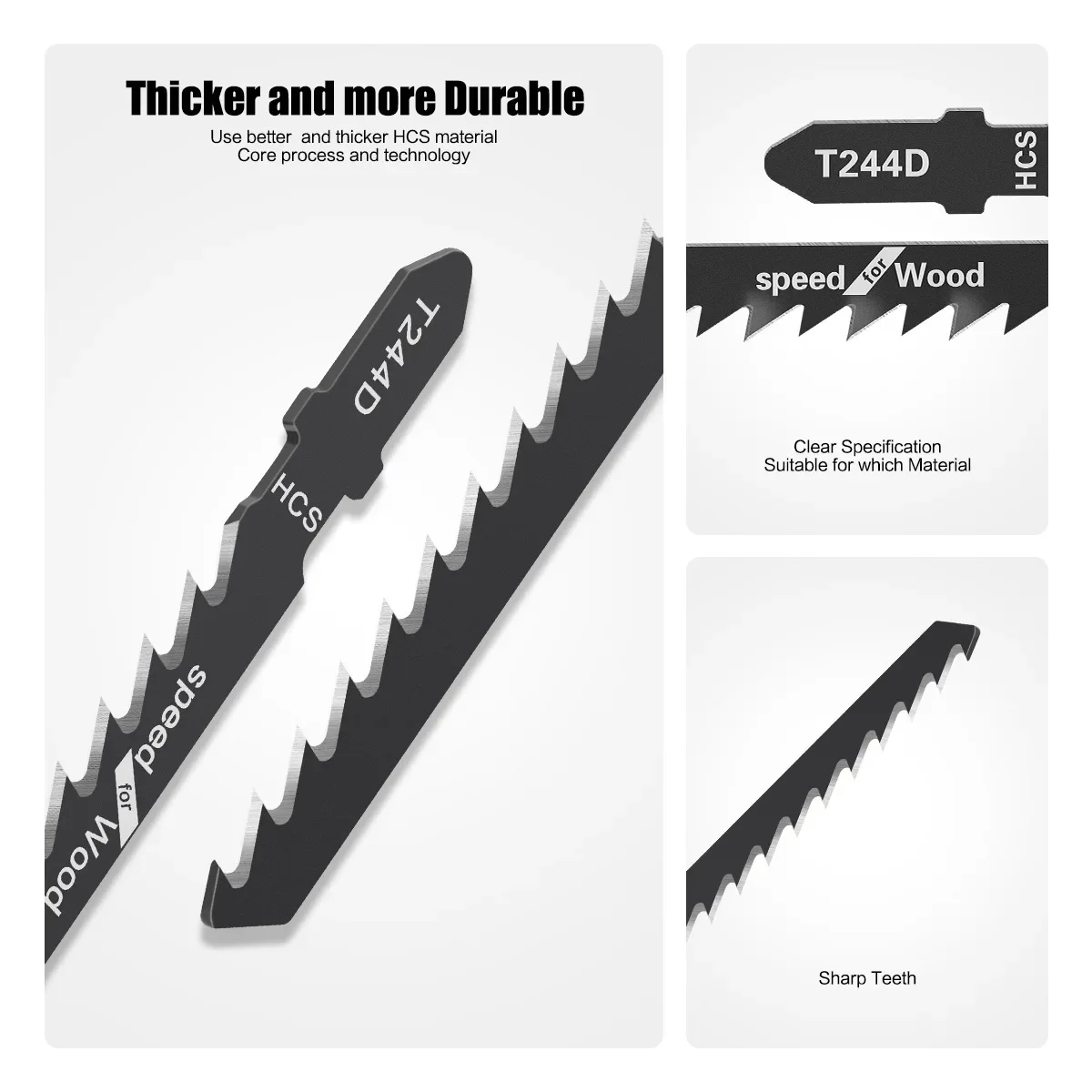 52pcs Jigsaw Blade Set T-Shaft HCS Assorted Jig Saw Blades for Wood Plastic Metal Cutting Woodworking Blades Hand Tool