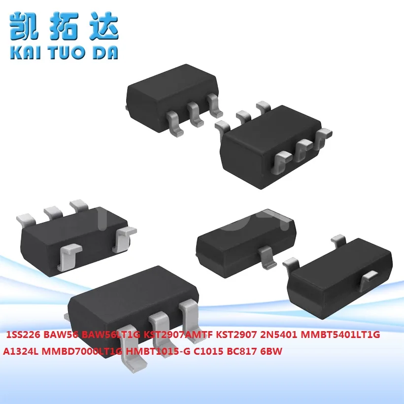 YSTB sot-23 100PCS BAW56LT1G KST2907AMTF KST2907 2N5401 MMBT5401LT1G A1324L MMBD7000LT1G HMBT1015-G C1015 BC817 6BW 1SS226 BAW56