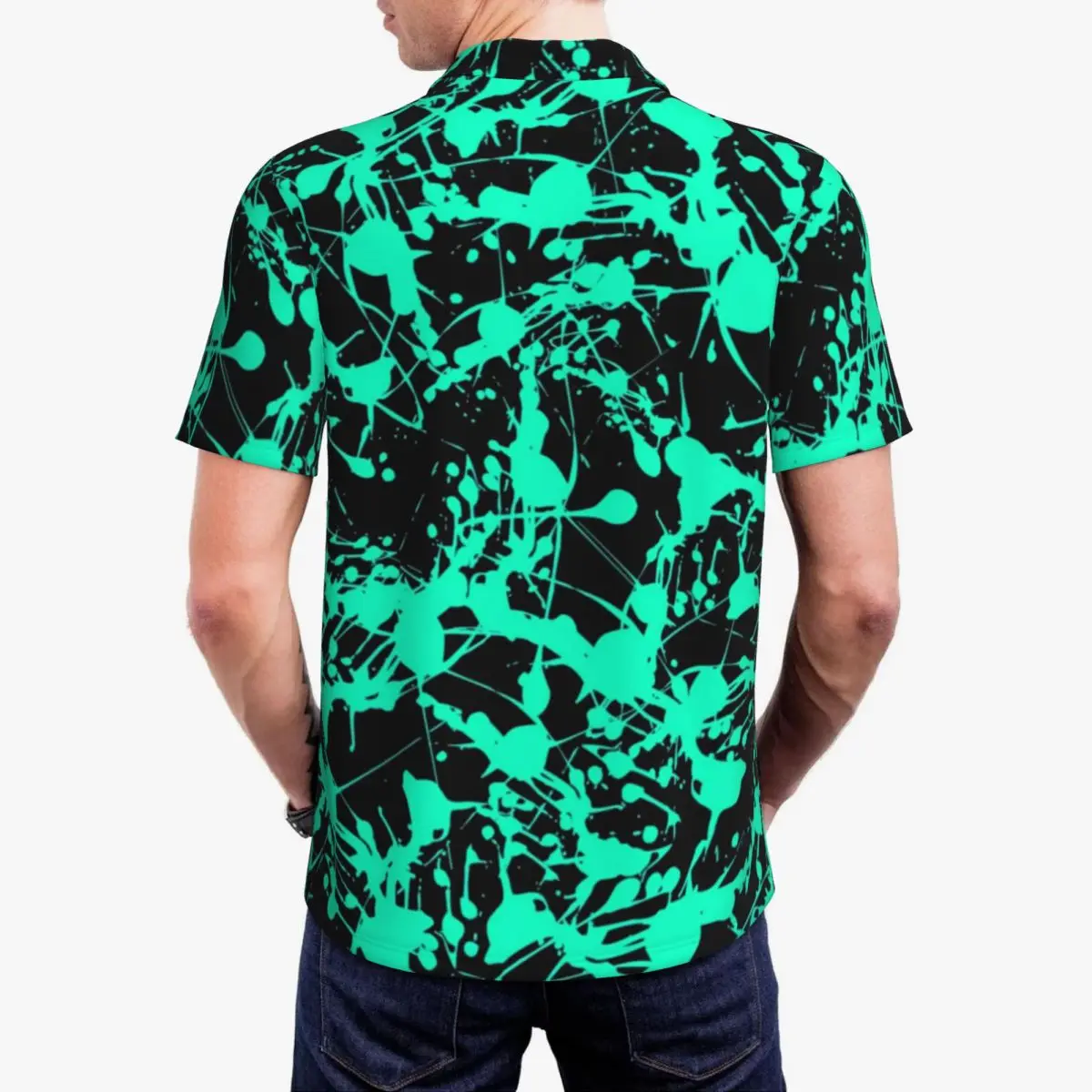 Neon Splash Casual T-Shirts Abstract Print Polo Shirts Man Fashion Shirt Summer Short Sleeve Design Clothing 2XL 3XL 4XL