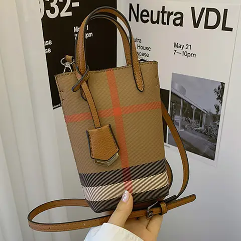 패션 핸드백 PU 패션 여성용 핸드폰 가방 스트라이프 패턴 고급스러운 여성용 핸드폰 가방 핸드백 핸드백 핸드백