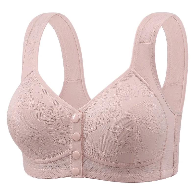 Postpartum Still-BH für Damen mit Knöpfen vorne, gemustert, Übergröße, bügelloser, leichter Tank-Style Vollschalen-BH für Frauen.