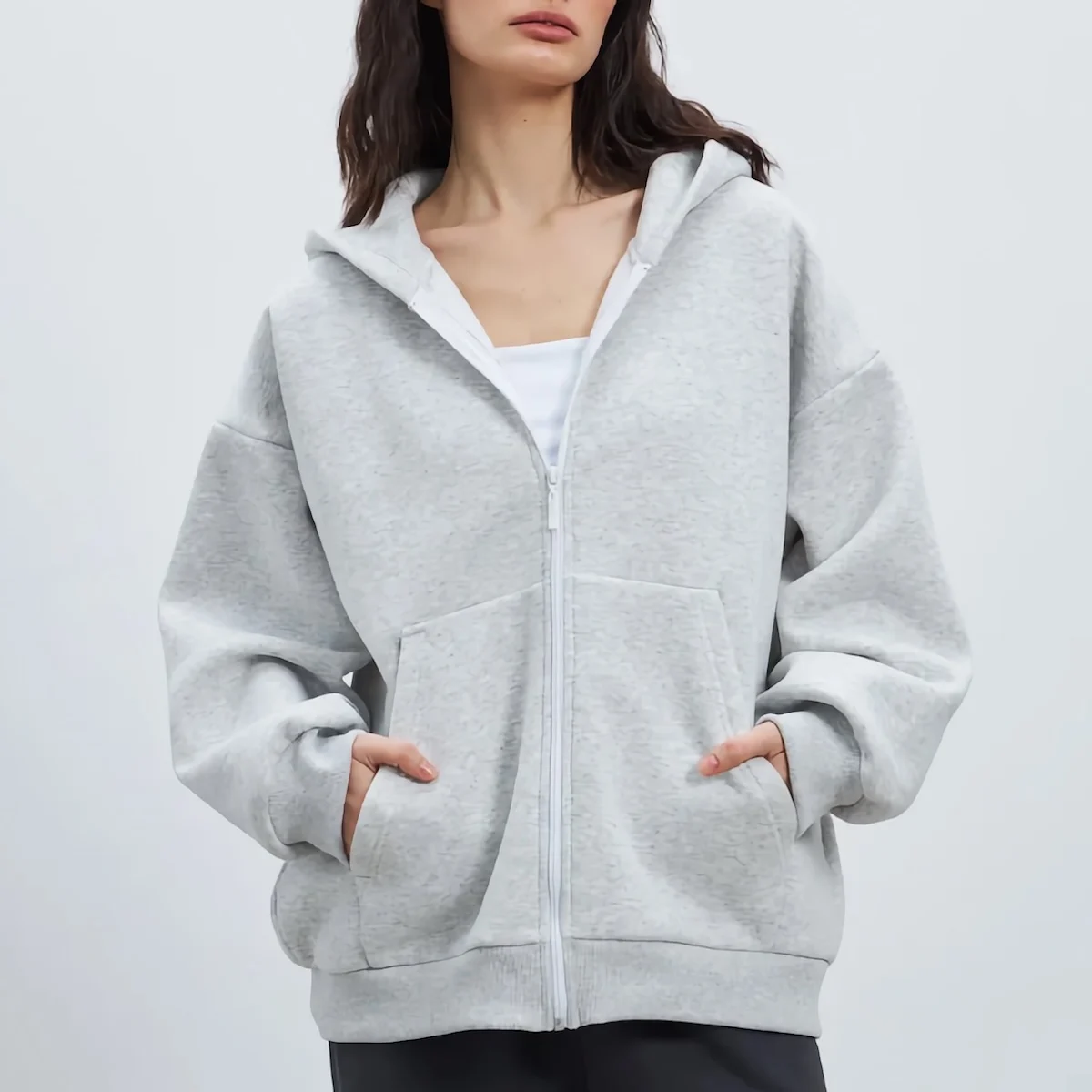 

WXOY Women Zip Up Hoodie Oversized Long Sleeve Cotton Blend Jacket Casual Loose Fit Sweatshirt Streetwear Fall Winter Outerwear