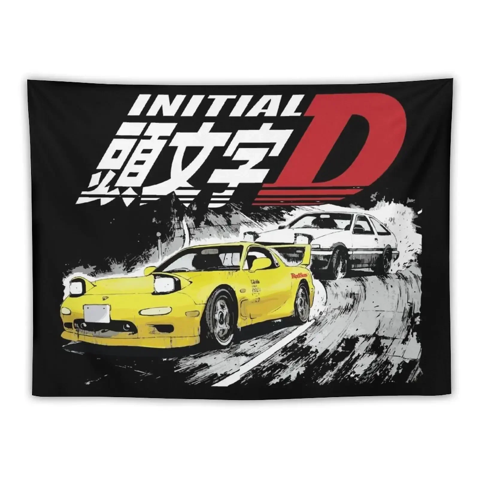 Initial D FD RX7 Stage 1 Drifting - Keisuke Takahashi's RedSuns vs takumi 86 Tapestry Room Decorations Aesthetic Tapestry