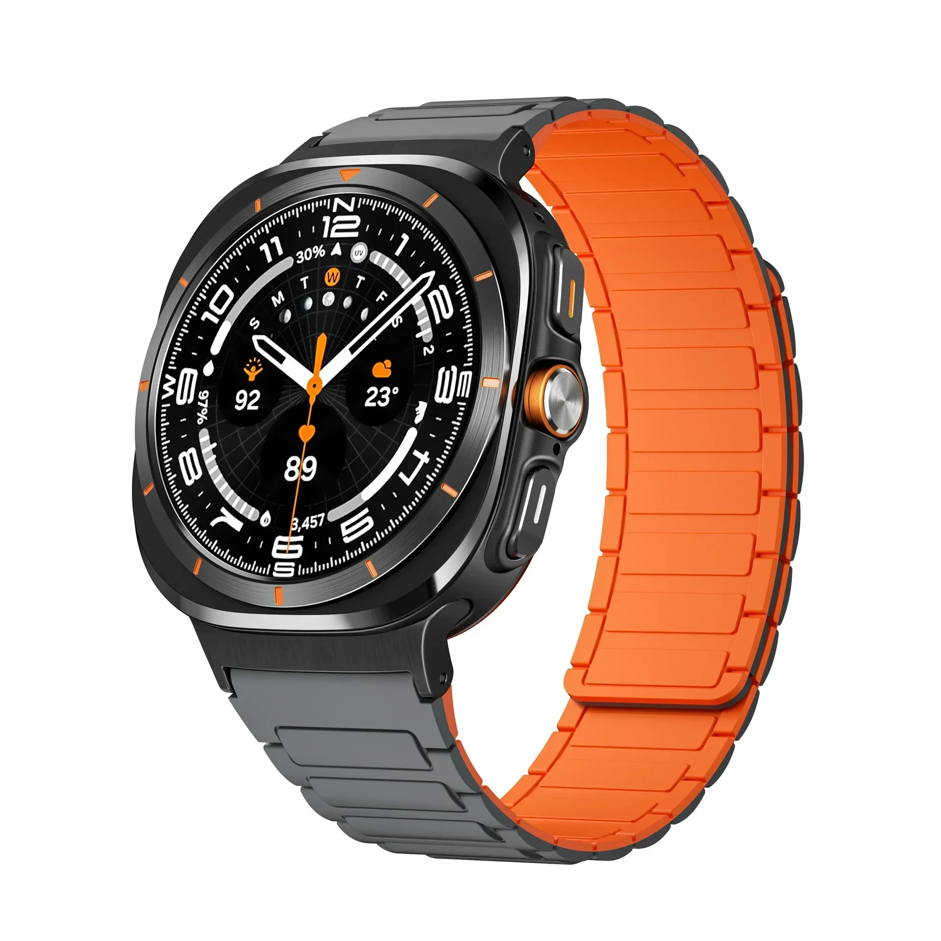 Pulseira esportiva de silicone para samsung galaxy watch 7 ultra 47mm pulseira de laço magnético para relógio 7 ultra 47mm sem lacunas pulseira de extremidade curvada