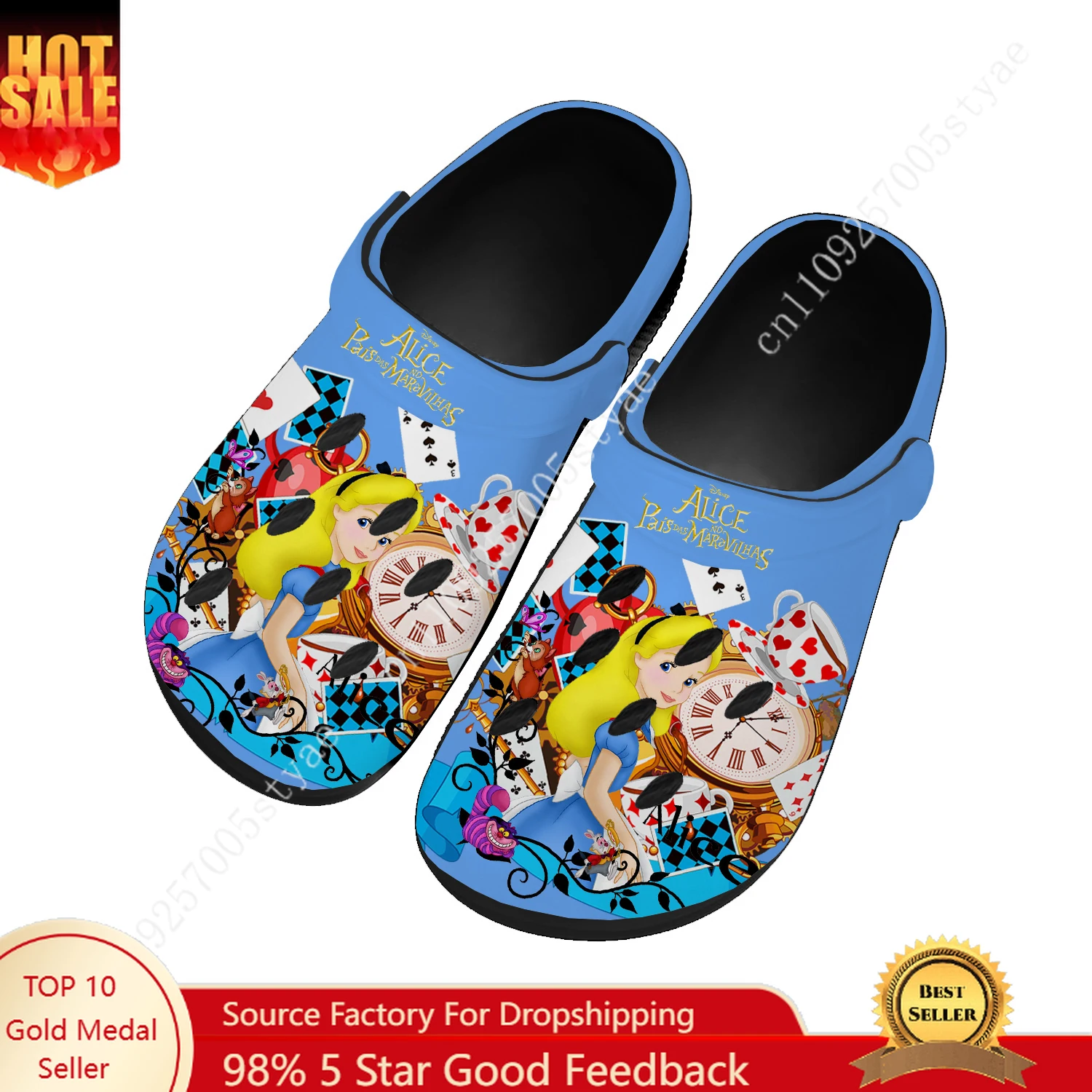 

Alice In Wonderland Water Shoes Mens Womens High Quality Fashion Home Garden Clogs Custom Sandals Beach Breathable Hole Slippers
